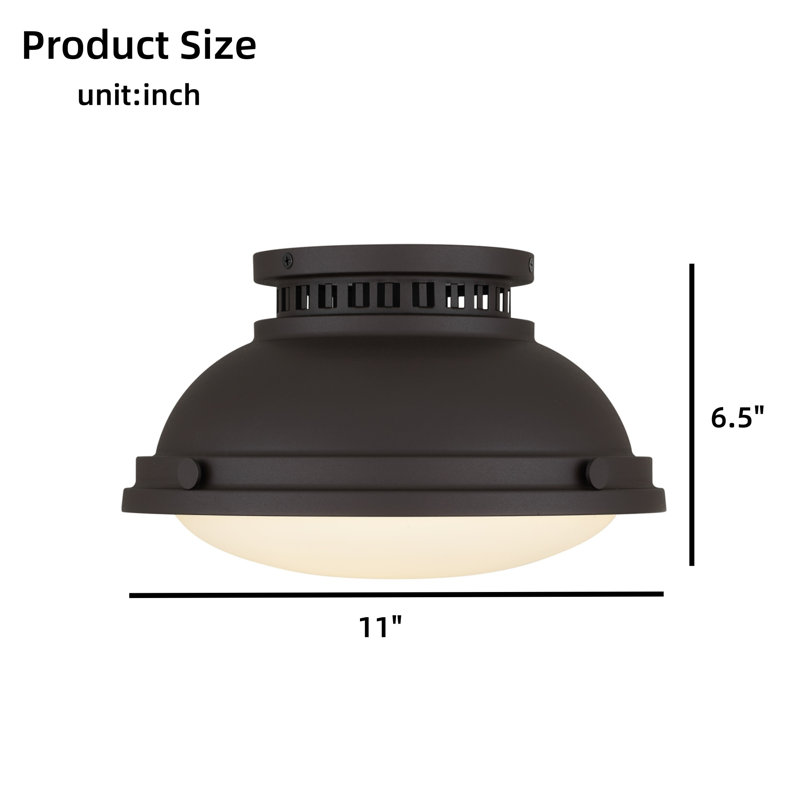 Plafonnier profond 1 lumière 11 pouces, Noir, H 6,5 po x l 11 po x P 11 po