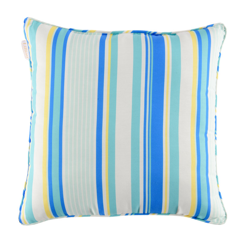 Lillian Reversible 20x20" Throw Pillow, Turquoise Striped
