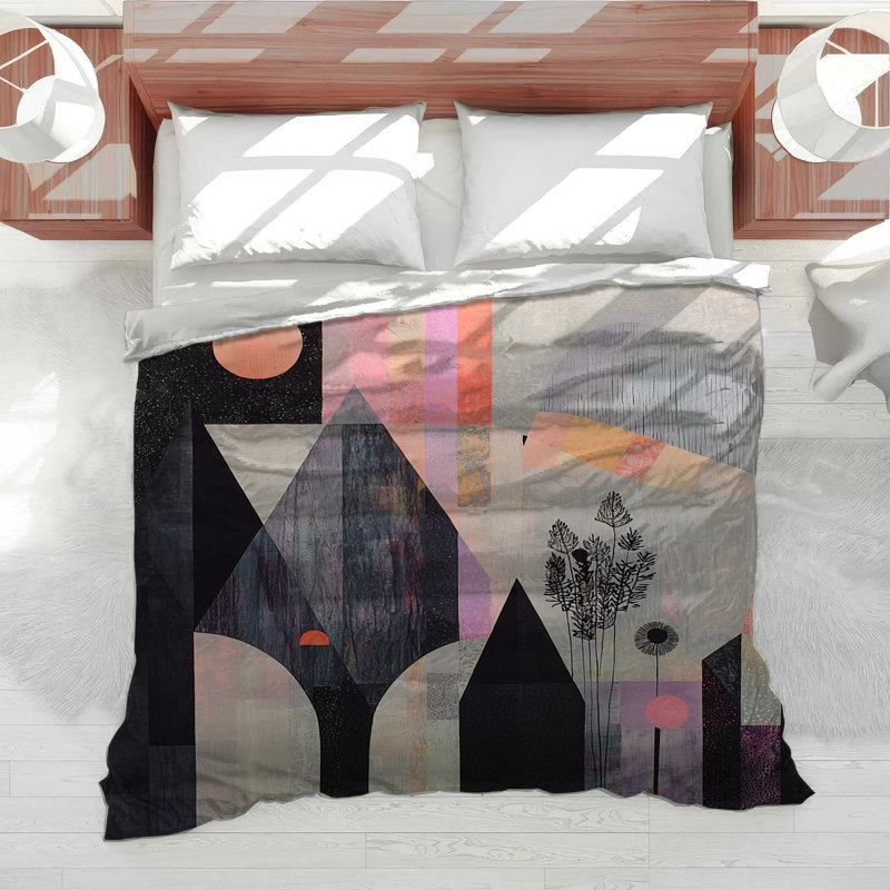 Geometric Mountains Bedding Abstract Comforter Transitional, Twin Comforter