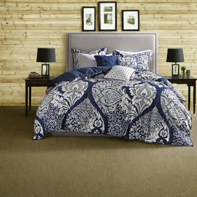 Cotton Bedding Sets, Indigo Damask Style, Bedroom Essentials