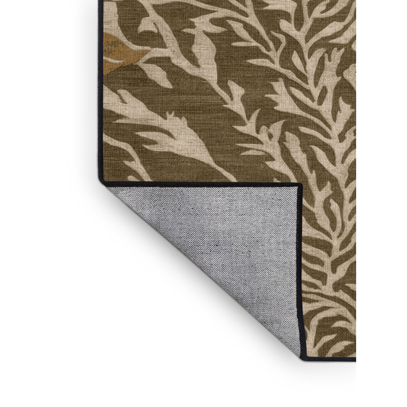 Machine Washable Nature Brown Area Rug, Round 3'