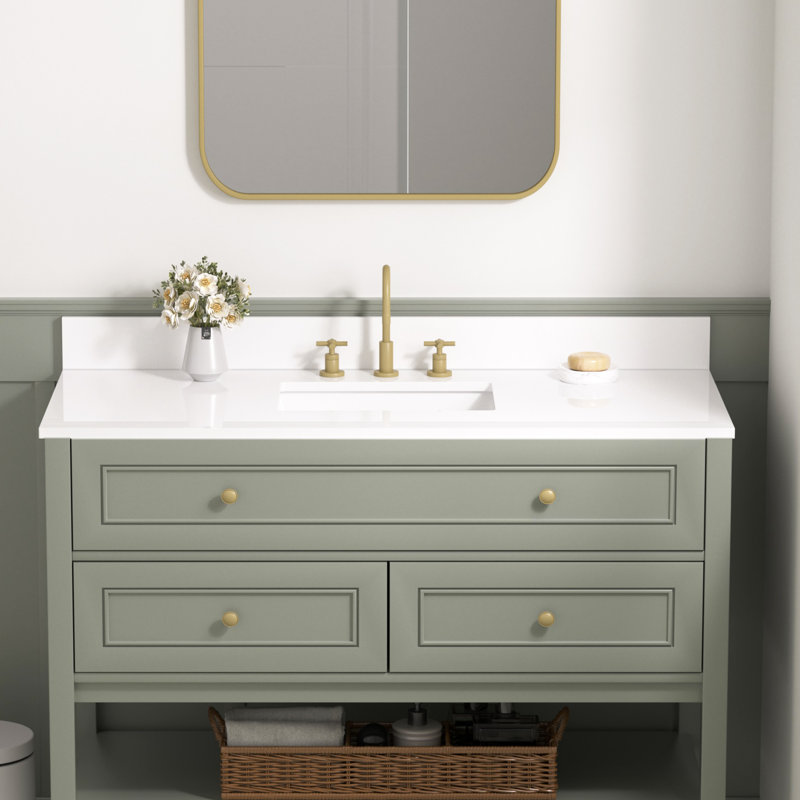Dosseret en quartz blanc de qualité supérieure de 122 cm (48 po) pour comptoir de toilette de salle de bain