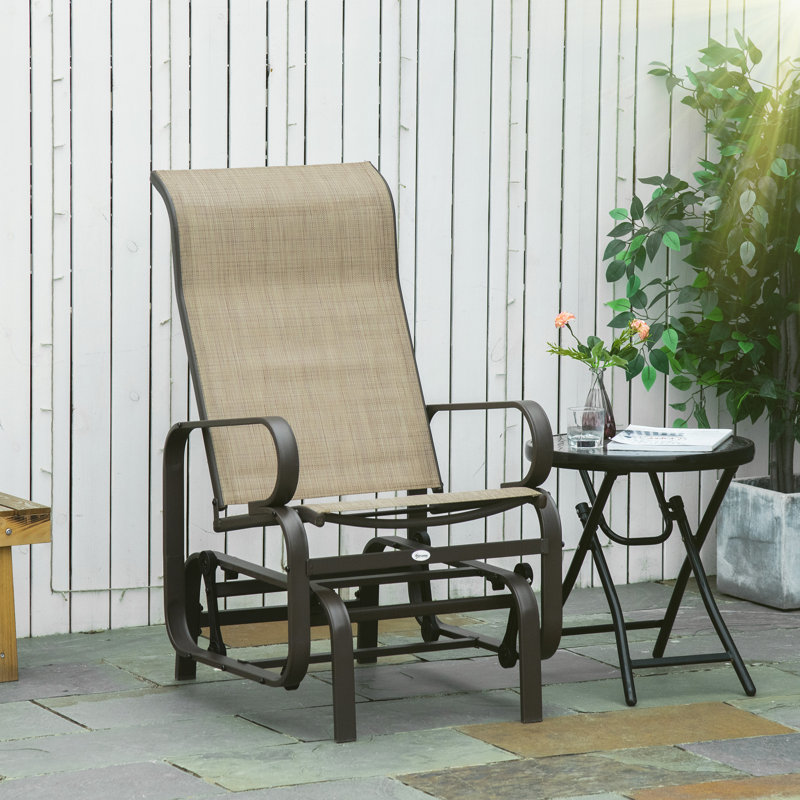 Fauteuil coulissant pour l'extérieur Yessenia, Cadre brun / toile brun clair, 1 Piece