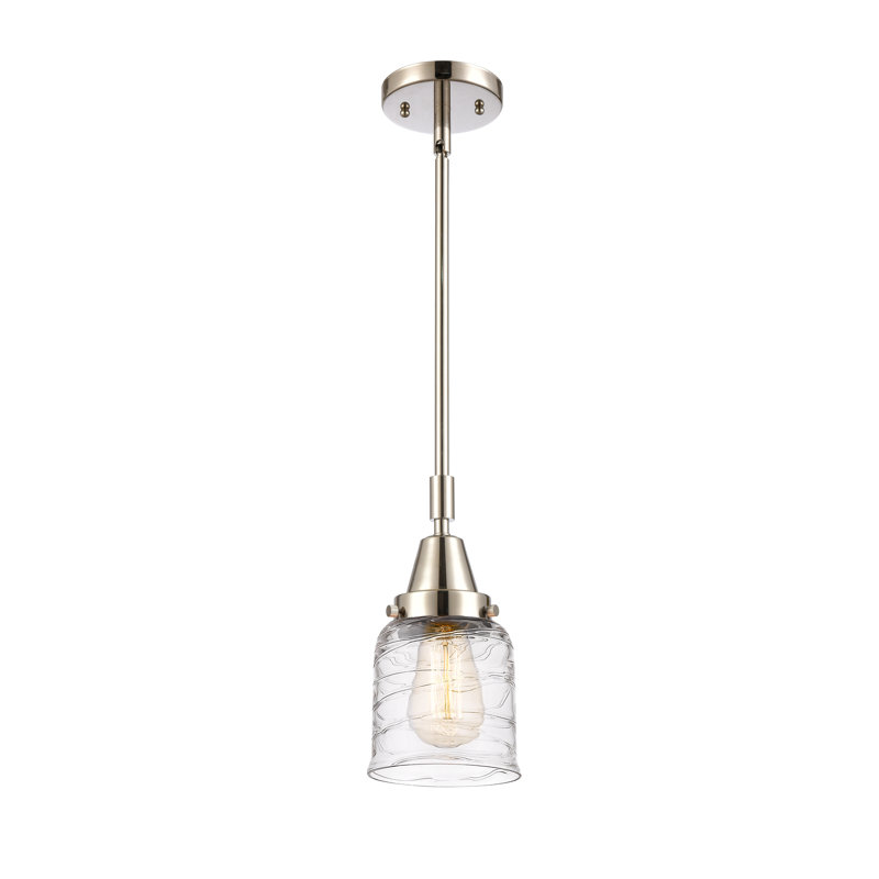 Luminaire suspendu en forme de cloche à 1 lumière Acrion, H 44,12 po x l 5 po x P 5 po, DEL, Nickel poli