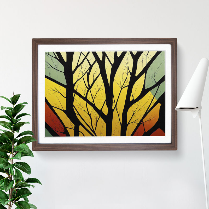 Stunning Abstract Tree Forest - Single Picture Frame Print, 46cm H x 64cm W x 2cm D, Walnut