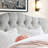 Tufted Upholstered Headboard, Solid Wood Head Board with Wood Legs, Adjustable Height Bed headboard from 47” to 63” Fabric Headboard in Modern Button Design-2055589837-2055589838