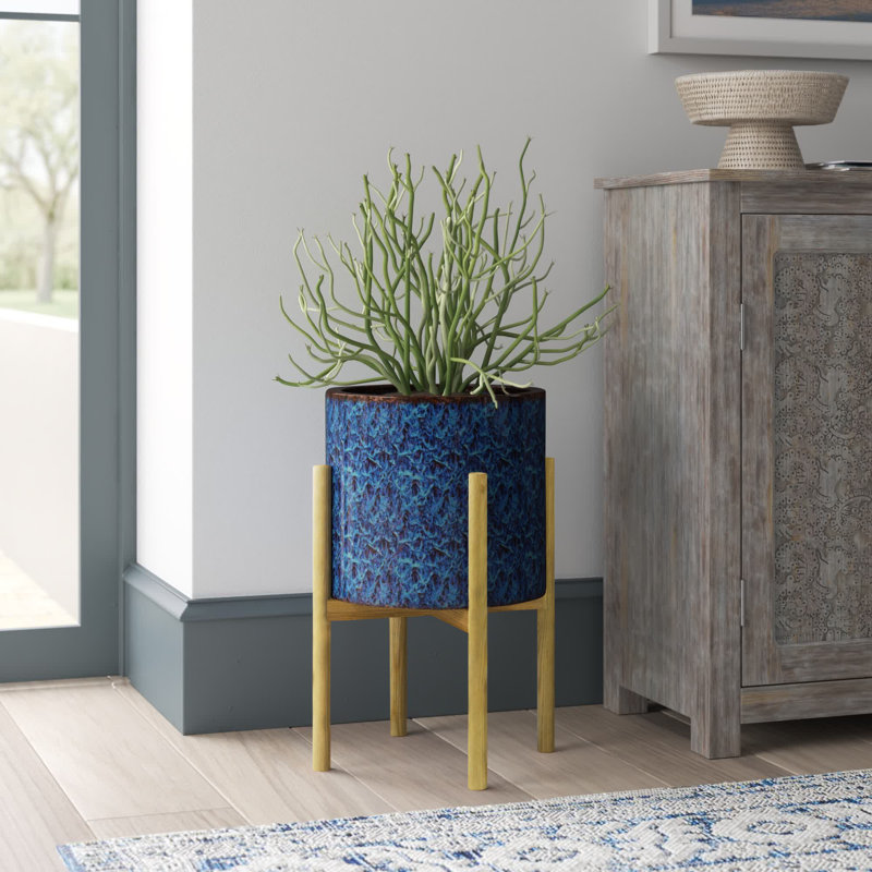 Pot à fleurs en céramique Tommy, Hêtre naturel
