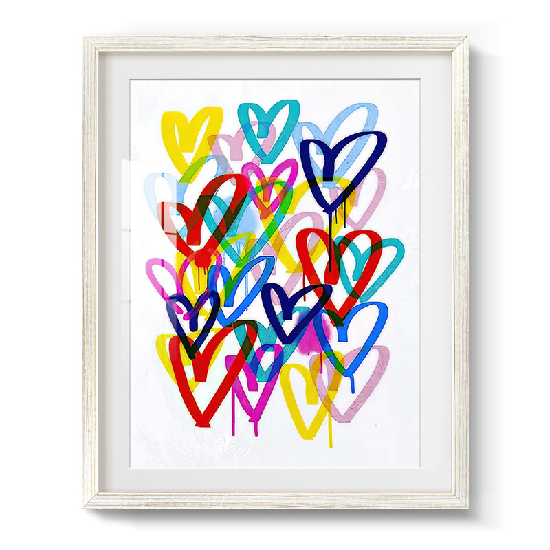 Hearts Aflutter II -Framed Print, 19.5" H x 16.5" W, White