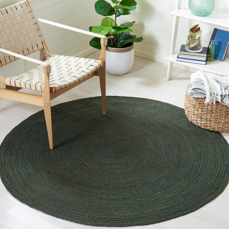 Tapis en jute tissé à la main en fibre naturelle, Rond 6 pi