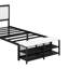 Lit plateforme simple en métal avec tablettes, armoire de rangement en bois-1818738319