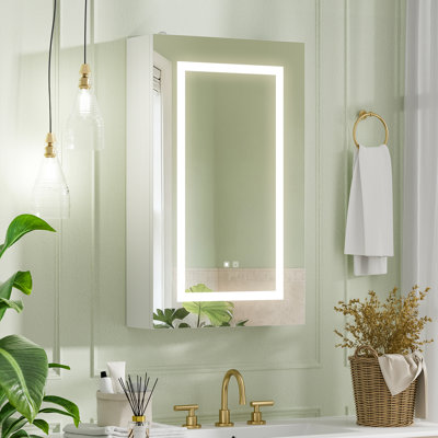 Ayyash 40x66cm Wall-Mounted LED Mirror Cabinet with 3-Tier Storage