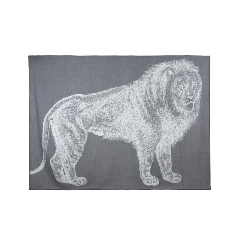 Jeté en laine lion, Anthracite