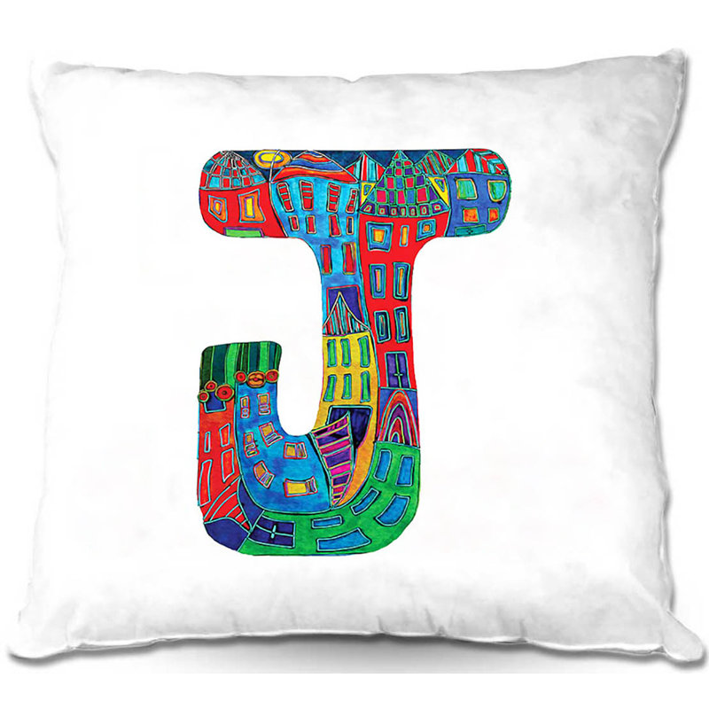 Housse et insert de coussin Couch Alphabet, 16 po x 1 po, J