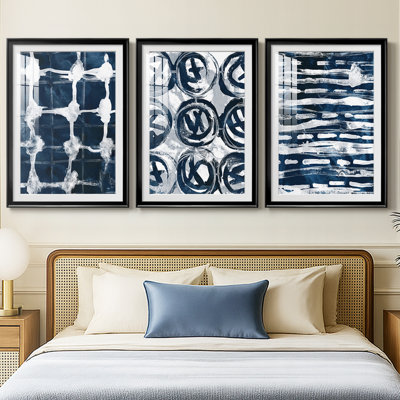 Indigo Memory I - reproduction sur mesure encadrée de qualité supérieure mate - 3 pièces