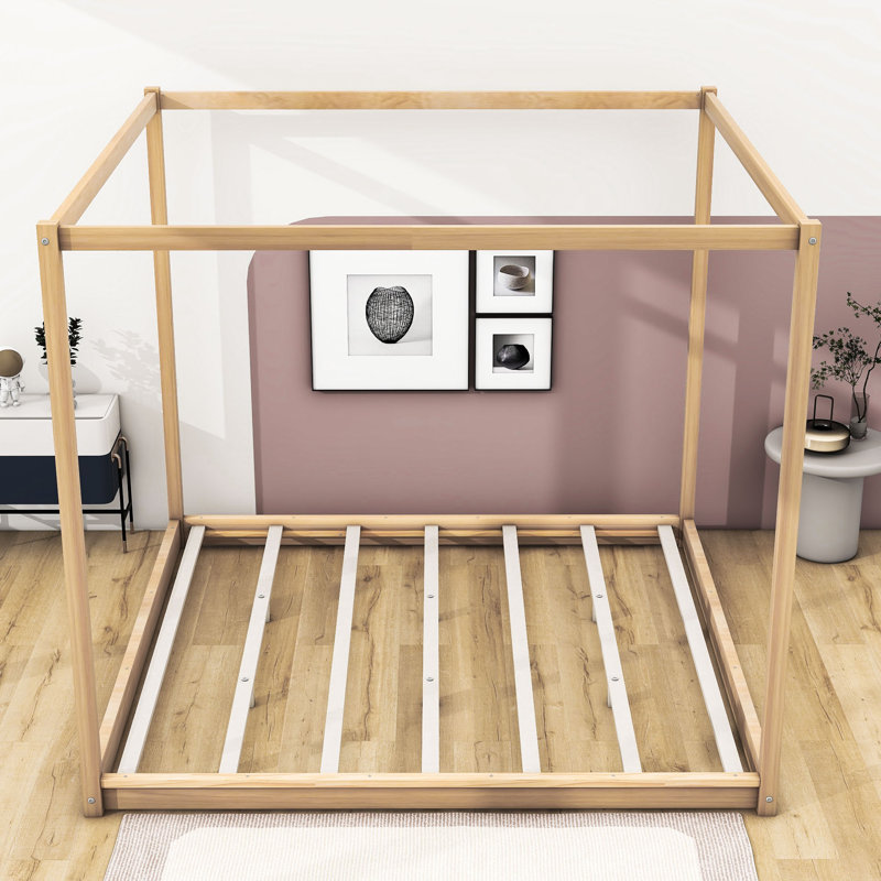 Boones King Wooden Canopy Platform Bed, Natural