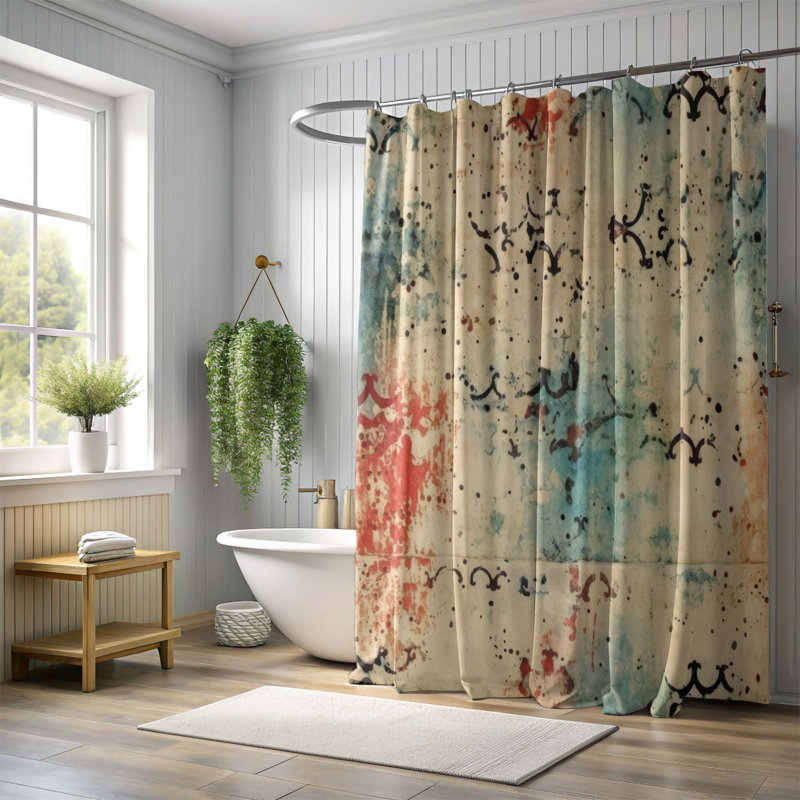Rideaux de douche Retro Tiles - Premium, H 74 po x l 71 po