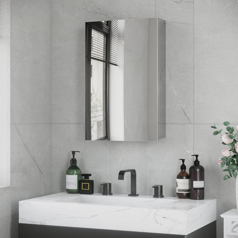 Woolsey Surface Mount Frameless 1 Door Medicine Cabinet, 23.5"H x15.25"W x 4.75"D
