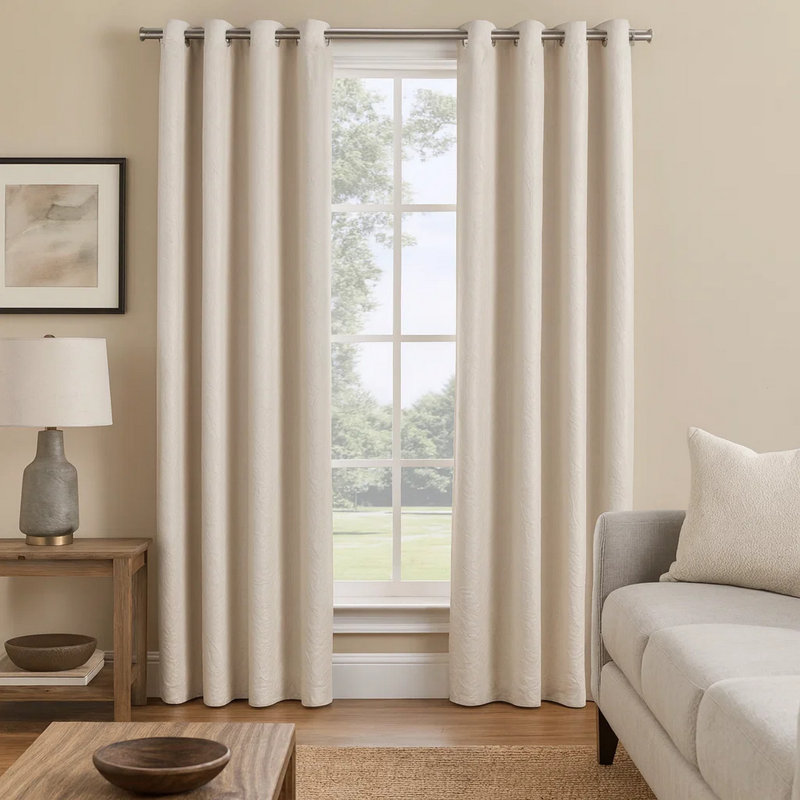 Jini Curtain 2 Panel Set With Grommets, Micro Suede, 54, White, 54" W x 84" L