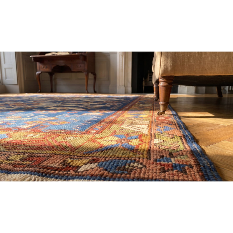 Tapis bleu antique en laine Bidjov