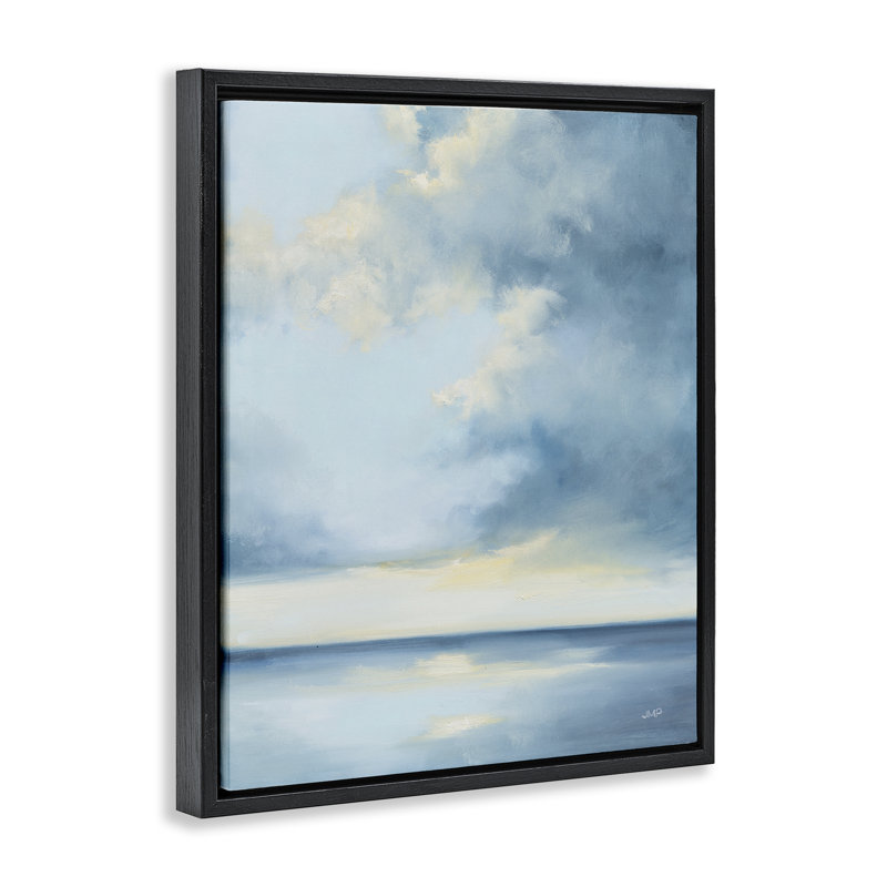 «Shimmering Sea Bright Floater Canvas» par Julia Purinton, Cadre flottant noir de jais, H 21 po x l 17 po