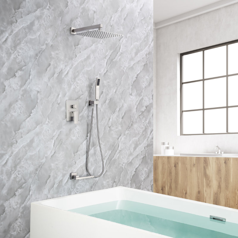 Complete Shower System with Rough-in Valve, Brushed Nickel