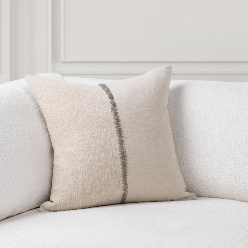 Nisha Linen Blend Throw Pillow, Natural/Dry Sage