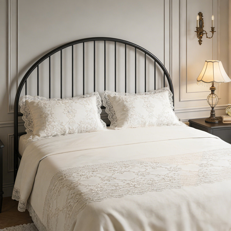 Arched Design Matte Black Metal Headboard With Adjustable Height Brackets For Queen/Full Bed Frame, Queen