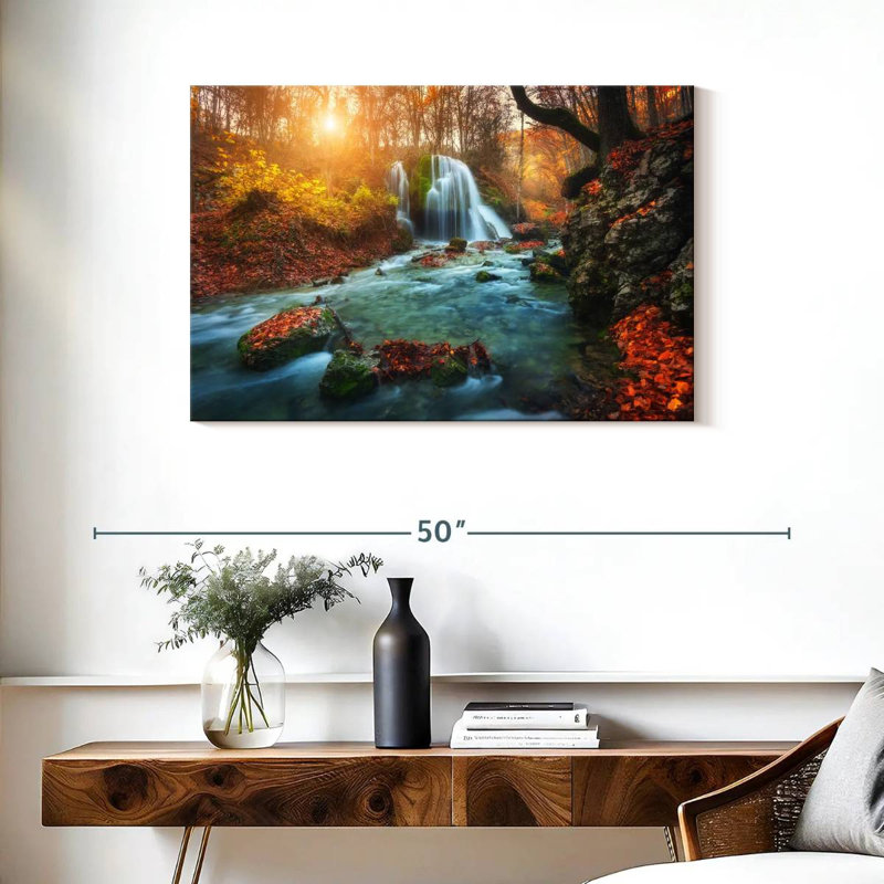 Alvord Autumnal Forest Waterfall, 24" H x 36" W