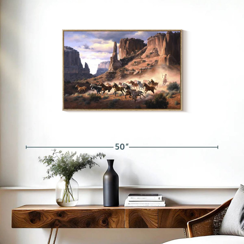 Grès et chevaux volés, Cadre flottant en bois naturel, 31 po x 21 po