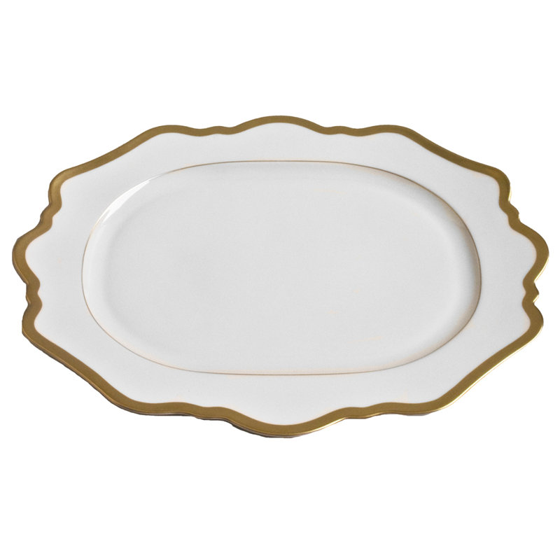 Porcelain Dinner Plate, Antique White/Gold