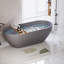 Baignoire de trempage autoportante en résine de 59 po x 29,5 po à surface solide en pierre avec trop-plein et bonde escamotable, gris mat-118100969