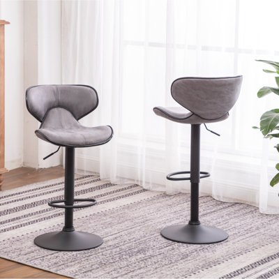 Pivotant gris réglable, 2 avec base - siège en mousse confortable, design moderne, hauteur 2 grise, base, fonction, coussin l 17,33 po x P 21,45 po H 34 po à 42,5 po