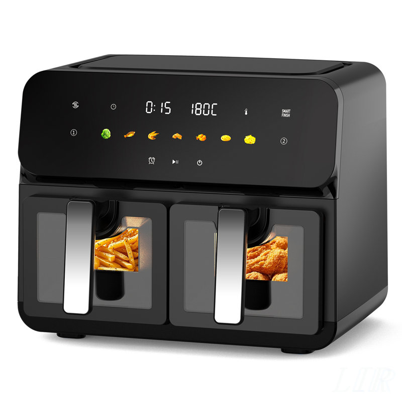 10QT Dual Air Fryer with 2×5QT Baskets, Digital Touchscreen, SyncCook Function, Easy-View Window, and 1700W Power for Healthy Family Cooking