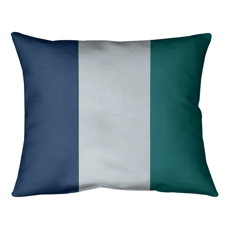 Reversible Throw Pillow, 14" x 20", Navy Blue/Silver/Green