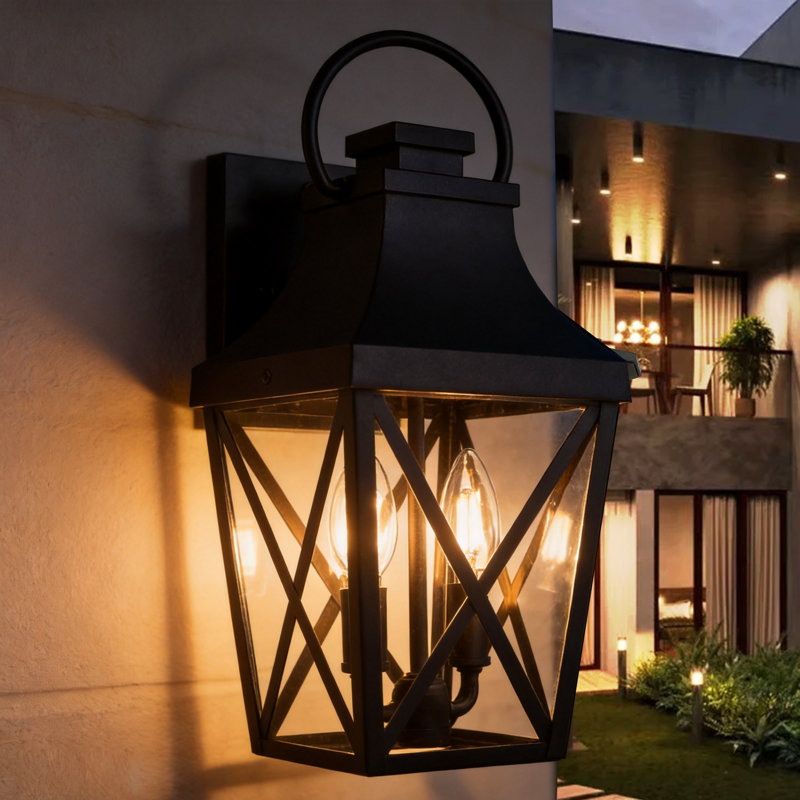 Outdoor Wall Lights, Porch Lights, Waterproof Outdoor Wall Sconce, Exterior Light Fixture Black with Clear Glass Shade for Garage Patio Front Door Balcony
