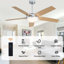 Ventilateur de plafond 52 po moderne avec lumières et télécommande, ventilateur de plafond chromé avec pales réversibles-870112312-870112313