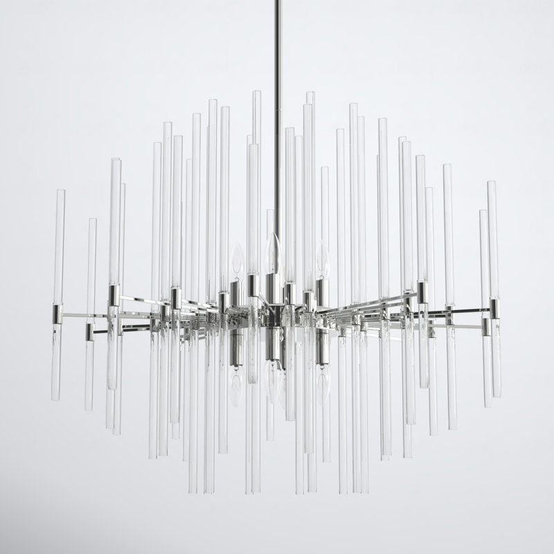 Chadley 8 - Light Dimmable Cylinder Chandelier, Polished Nickel, 25.5" H x 28.5" W x 28.5" D