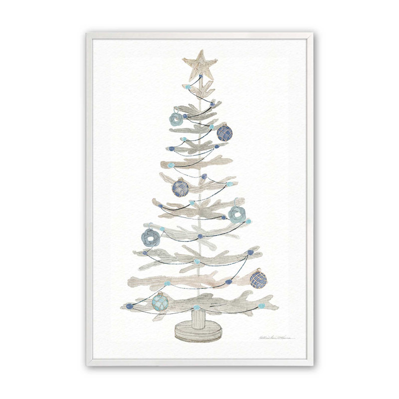 Imprimé d'arbre de Noël Sea Breeze, Cadre opaque blanc, H 15 po x l 12 po x P 1,25 po