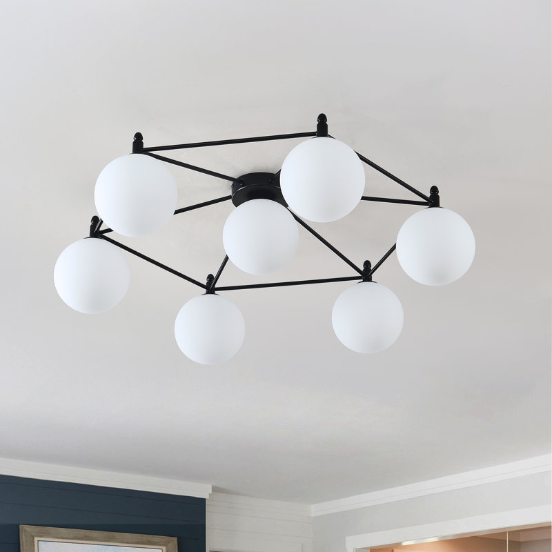 Plafonnier semi-encastré 7 lumières Spoutnik, Noir mat
