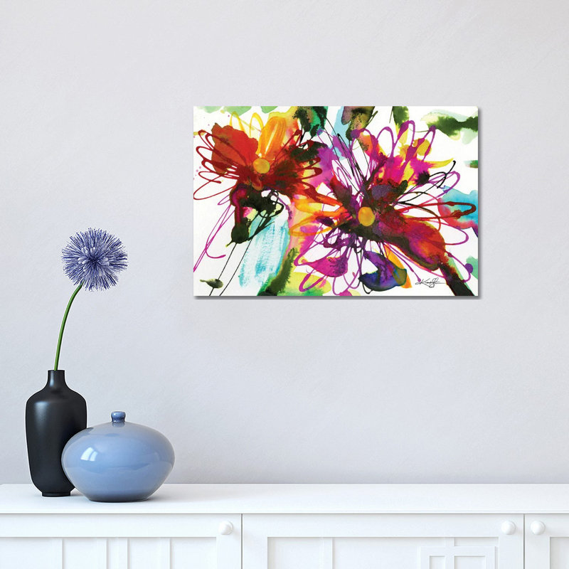 «Floral Dance XVIII» par Kathy Morton Stanion - peinture sur toile tendue, H 12 po x l 18 po x 1,5 po