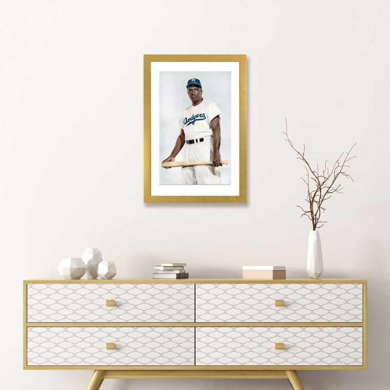 «Jackie Robinson (1919-1972)», reproduction d'art, Papier doré, H 24 po x l 16 po x P 1 po