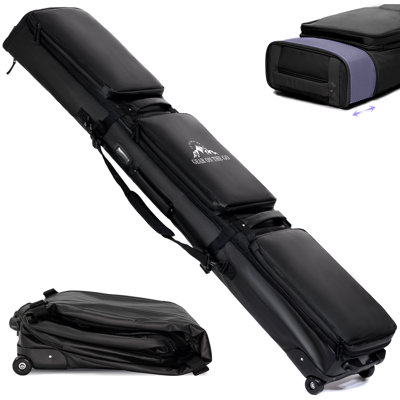 Ski Bag with Wheels, Waterproof 900D Snowboard Bag, Padded Ski Bags for Air Travel, Premium Travel Case