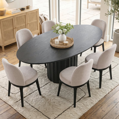 Wolfric 6-Person Solid Wood Oval Dining Set