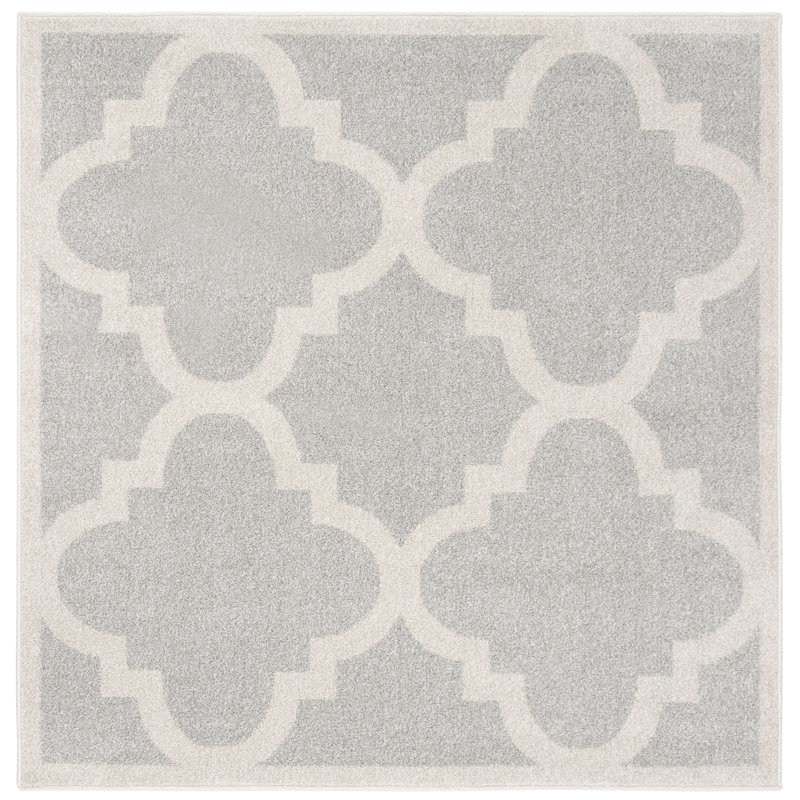 Tapis géométrique gris clair / beige Ammundsen, Carré 5 pi