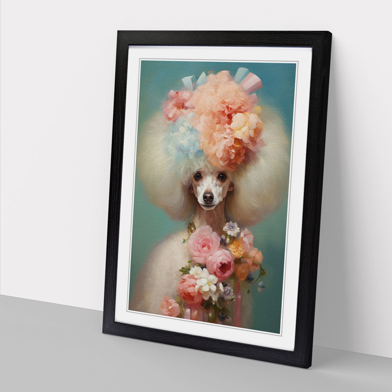 Poodle Impressionism - Single Picture Frame Print on Wood, 64cm H x 46cm W x 2cm D, Black Framed