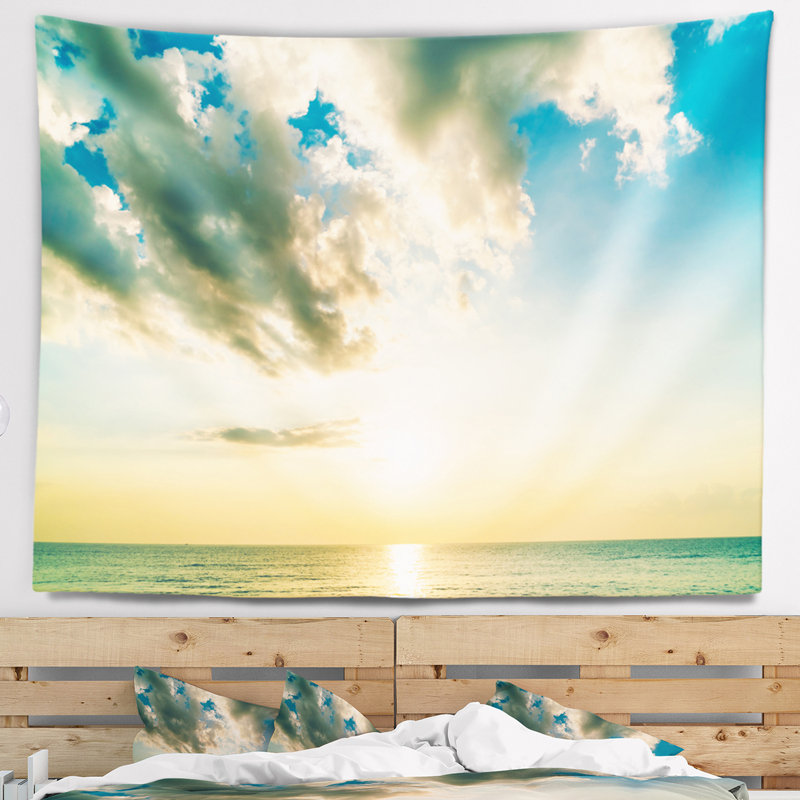 Tapisserie seascape clouds regroupés sur bleu mer bleu, H 78 po x l 92 po