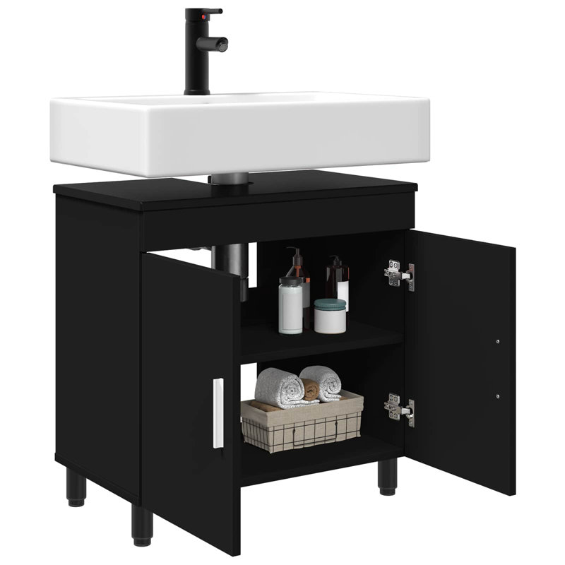 60cm Bathroom Vanity Base Only, Black