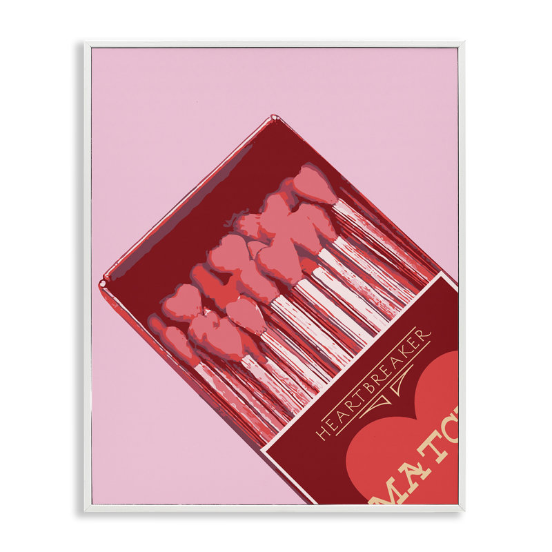 Giclée encadrée rose en forme de cœur rose, design par Lil 'Rue, H 30 po x l 24 po