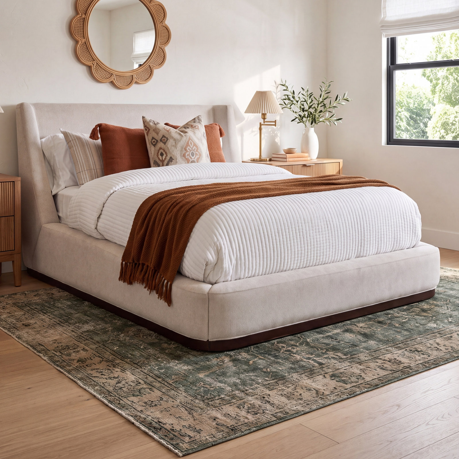 Wingback Platform Bed, Queen