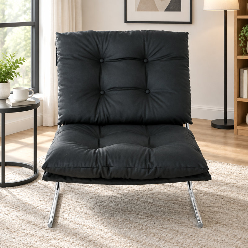 Fauteuil d'appoint moderne en similicuir avec pieds en métal